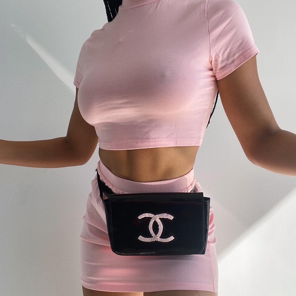 NWOT Kiki The Brand Sunny Pink Two Piece Set, Crop Top and Mini Skirt, Size XS